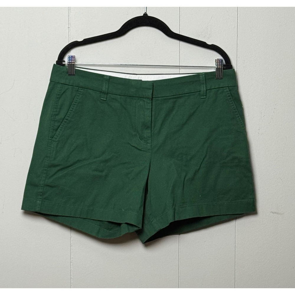 J.Crew Women's Forest Green Cotton Chino Shorts Casual Summer Twill Size 10